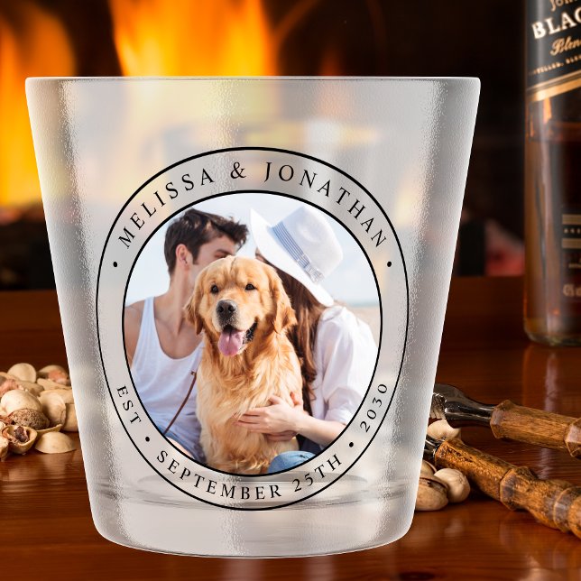 Custom Photo Name Dates Couple Wedding Shot Glass (Creator Uploaded)