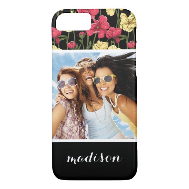Custom Photo & Name Elegant floral pattern 2 Case-Mate iPhone Case (Back)