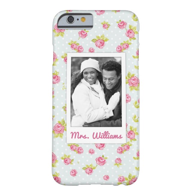 Custom Photo & Name Elegant pink roses 4 Case-Mate iPhone Case (Back)