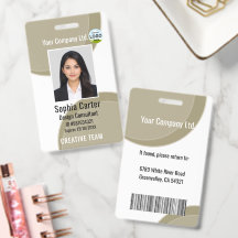 Custom Photo Name Employee ID Badge Iguana Colour