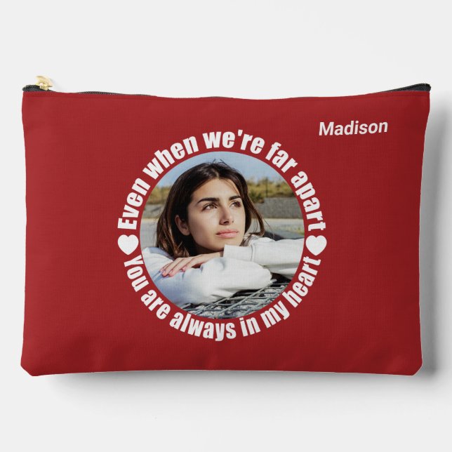 Custom Photo & Name Far Apart Love Accessory Pouch (Front)