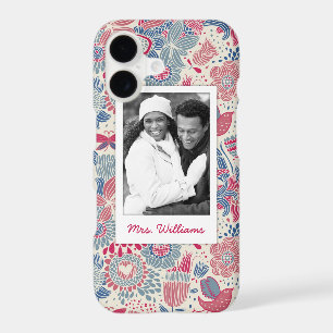Custom Photo & Name Floral bird & butterfly design