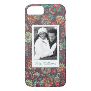 Custom Photo & Name floral cartoon pattern iPhone 8/7 Case