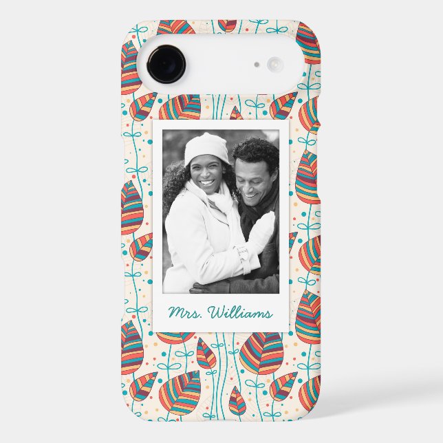 Custom Photo & Name Floral pattern 5 Case-Mate iPhone Case (Back)