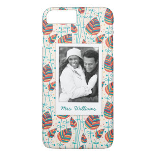Custom Photo & Name Floral pattern 5 iPhone 8 Plus/7 Plus Case