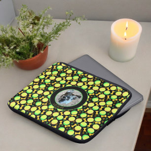 Custom Photo Name Fun Tennis Balls Dog Bones Laptop Sleeve