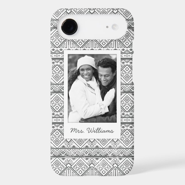 Custom Photo & Name Geometric Aztec Pattern 2 Case-Mate iPhone Case (Back)
