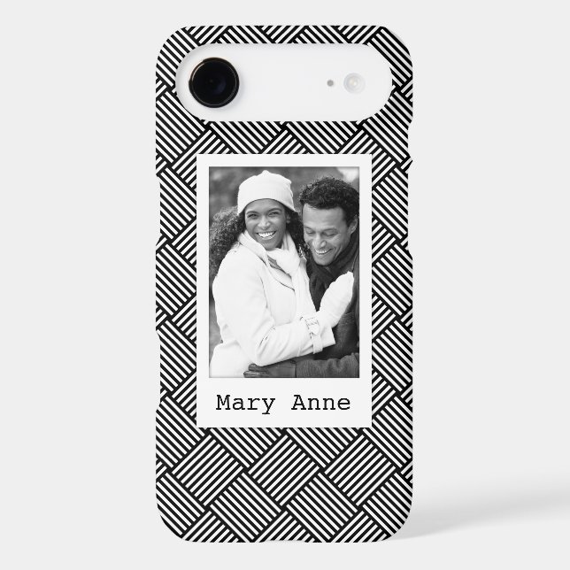 Custom Photo & Name Geometric checked texture Case-Mate iPhone Case (Back)