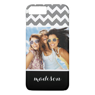 Custom Photo & Name Geometric zigzag pattern iPhone 8 Plus/7 Plus Case