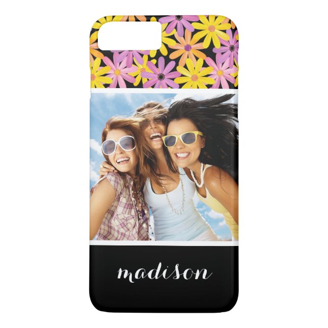 Custom Photo & Name Gerbera flowers pattern Case-Mate iPhone Case (Back)