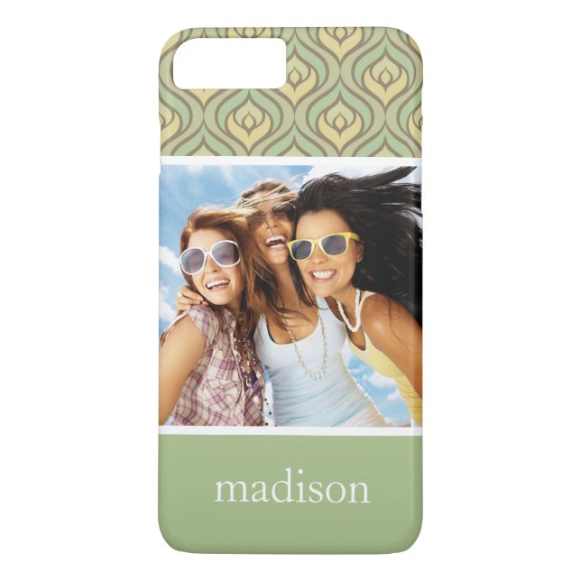 Custom Photo & Name green and yellow pattern Case-Mate iPhone Case (Back)