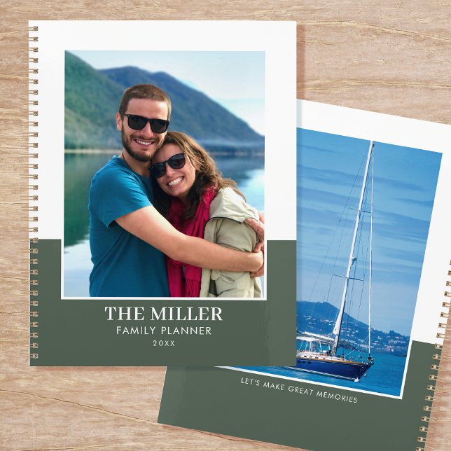 Custom Photo Name Green Modern Planner (Creator Uploaded)