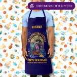 Custom Photo Name HANUKKAH FAMILY REUNION Apron<br><div class="desc">Stylish Hanukkah apron in DARK BLUE for HANUKKAH FAMILY REUNION with CUSTOMIZABLE PHOTO AND NAME. Ideal memento of your special family occasion. Design includes popular Chanukah elements including dreidel, menorah, latke, and Star of David, in blue and orange colorway. Upload your photo and personalise with your name and/or title of...</div>