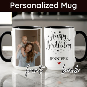 Custom Photo & Name Happy Birthday Mug for Her
