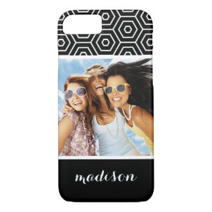 Custom Photo & Name Hexagonal geometric pattern iPhone 8/7 Case