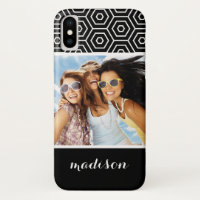 Custom Photo & Name Hexagonal geometric pattern