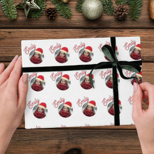 Custom Photo & Name - Kids Name Holiday Wrapping Paper