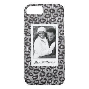 Custom Photo & Name lace with leopard pattern iPhone 8/7 Case