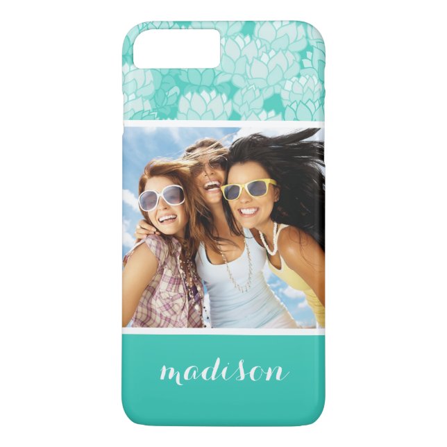 Custom Photo & Name Lotus pattern 2 Case-Mate iPhone Case (Back)