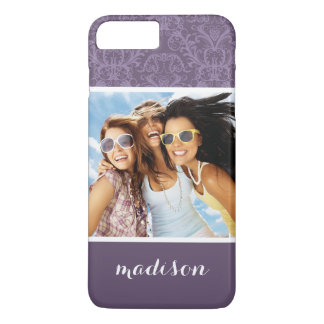 Custom Photo & Name Luxury Purple Wallpaper iPhone 8 Plus/7 Plus Case