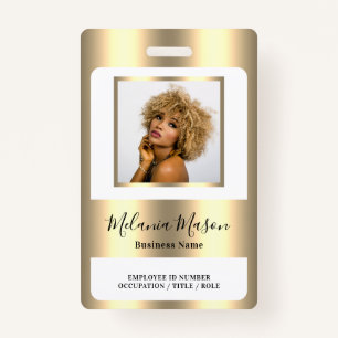 Custom Photo Name Metallic Gold Staff  ID Badge