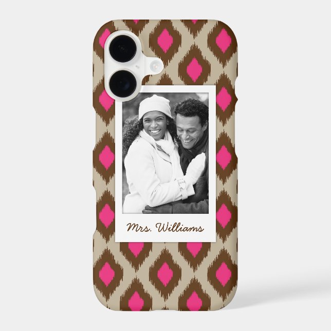 Custom Photo & Name Modern ikat pattern (Back)