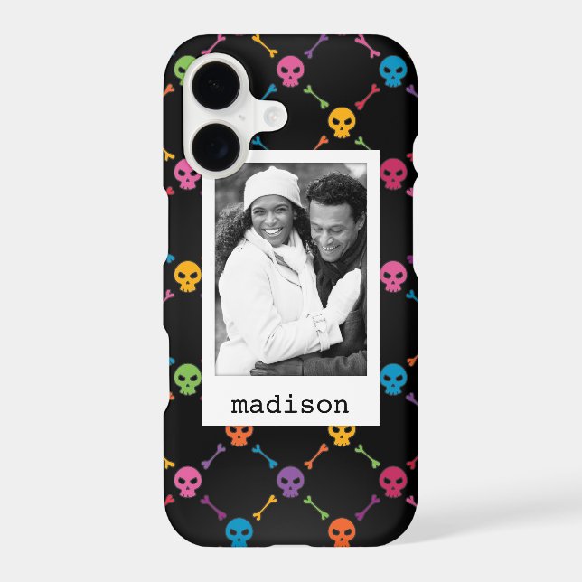 Custom Photo & Name Multicolor pattern with skulls (Back)