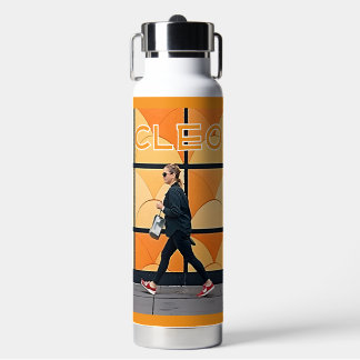 Custom Photo & Name Orange  Water Bottle