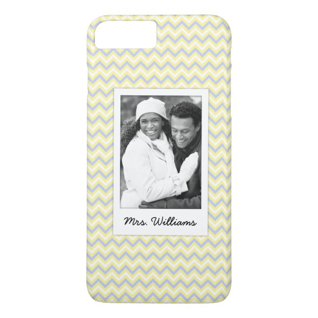 Custom Photo & Name Pastel Chevron Pattern Case-Mate iPhone Case (Back)