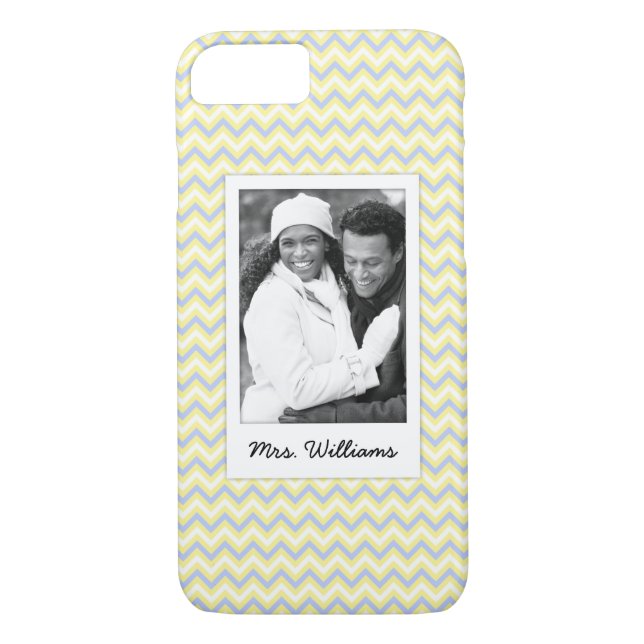 Custom Photo & Name Pastel Chevron Pattern Case-Mate iPhone Case (Back)