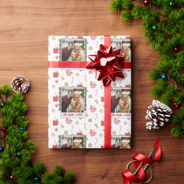 Custom Photo & Name Personalised Merry Christmas  Wrapping Paper (Holiday Gift)