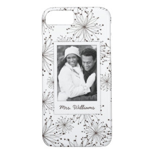 Custom Photo & Name Retro floral background iPhone 8/7 Case