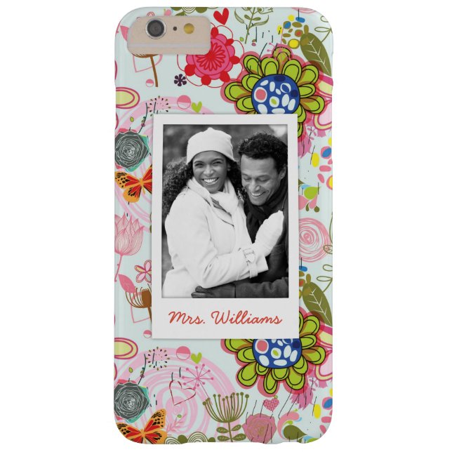 Custom Photo & Name Retro Floral Pattern 2 Case-Mate iPhone Case (Back)