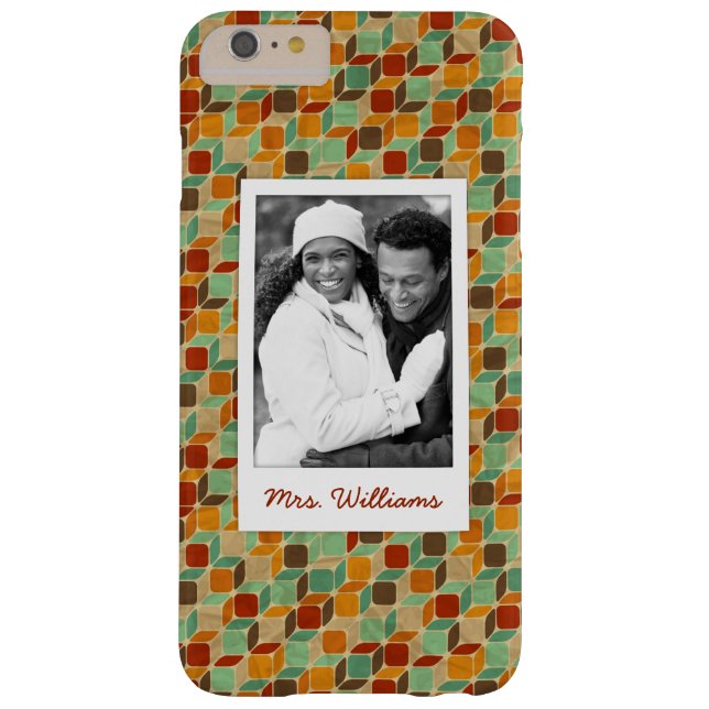 Custom Photo & Name Retro geometric pattern 4 2 Case-Mate iPhone Case (Back)