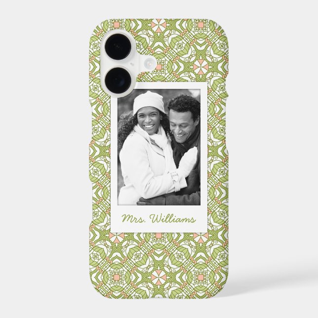 Custom Photo & Name retro pattern background 2 (Back)