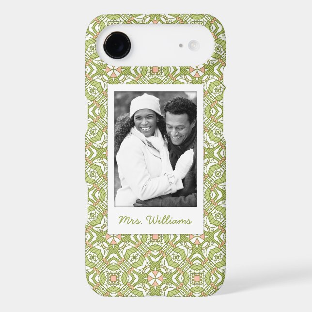 Custom Photo & Name retro pattern background 2 Case-Mate iPhone Case (Back)