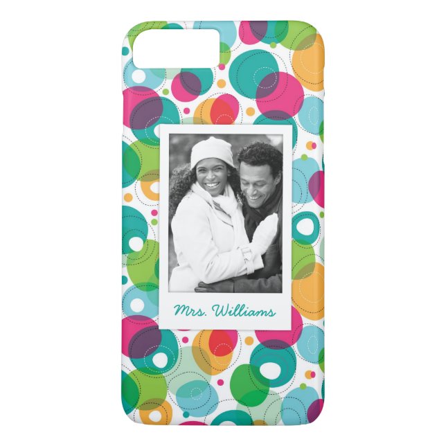 Custom Photo & Name Round bubbles kids pattern Case-Mate iPhone Case (Back)