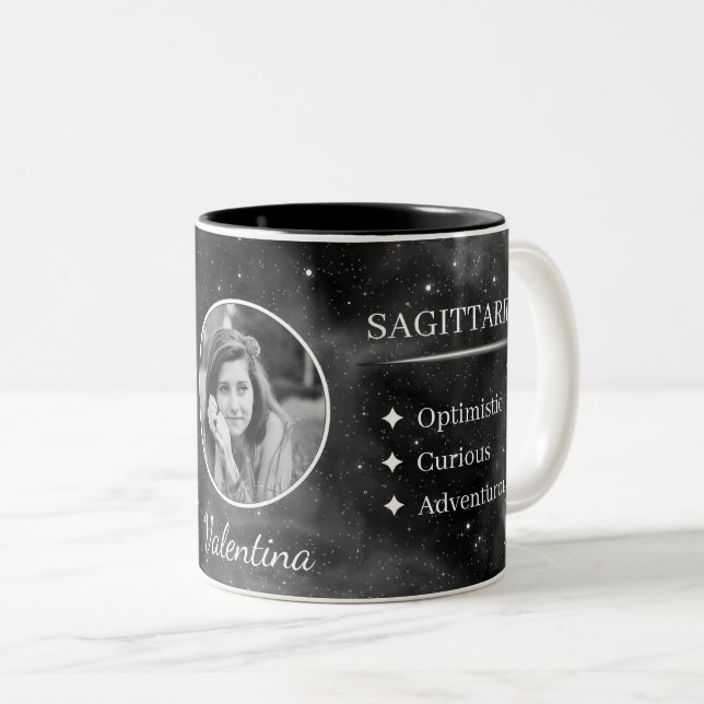Custom Photo & Name Sagittarius Zodiac Coffee Mug (Front Right)