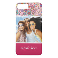 Custom Photo & Name Spring pattern with flowers