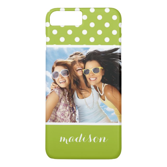 Custom Photo & Name Spring pattern with polka dots Case-Mate iPhone Case (Back)