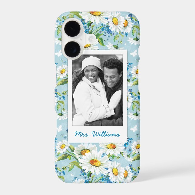 Custom Photo & Name Stylish floral pattern 2 (Back)
