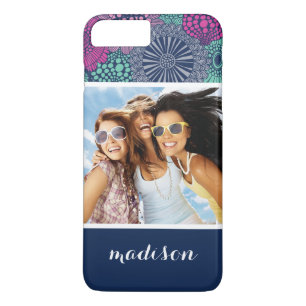 Custom Photo & Name Stylish Floral Pattern iPhone 8 Plus/7 Plus Case