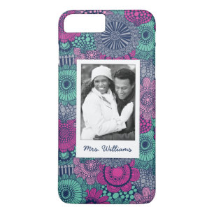 Custom Photo & Name Stylish Floral Pattern iPhone 8 Plus/7 Plus Case