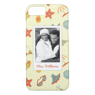 Custom Photo & Name Summer Beach Pattern iPhone 8/7 Case
