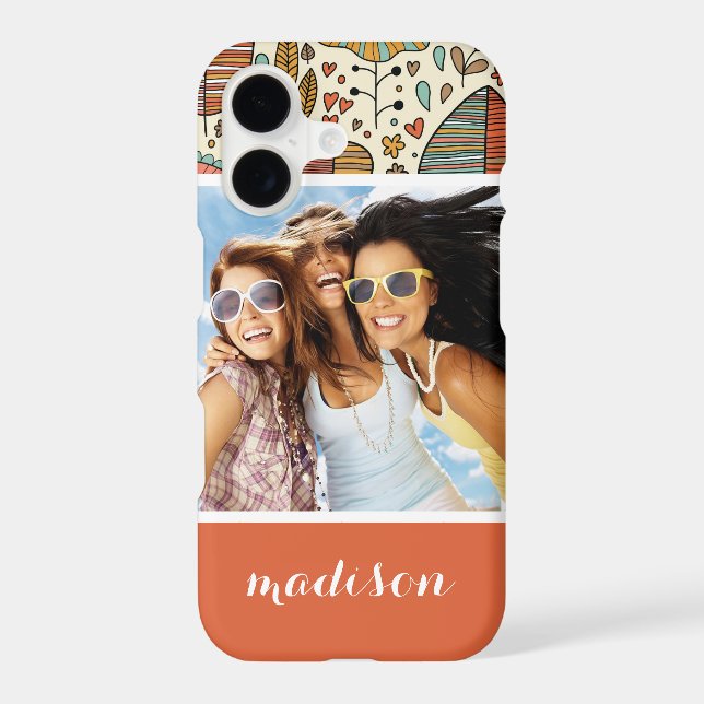 Custom Photo & Name Summer Leaves Pattern (Back)