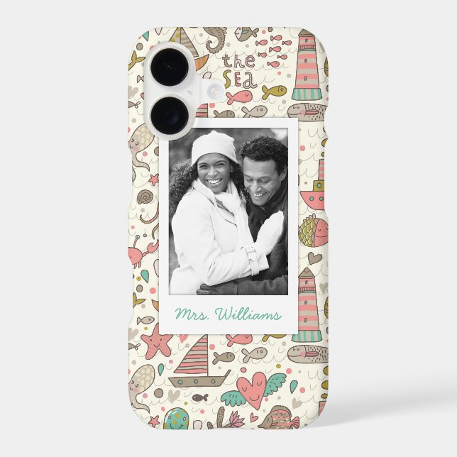 Custom Photo & Name Summer Ships Pattern (Back)