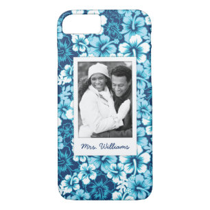 Custom Photo & Name Surf Floral Hibiscus Pattern iPhone 8/7 Case