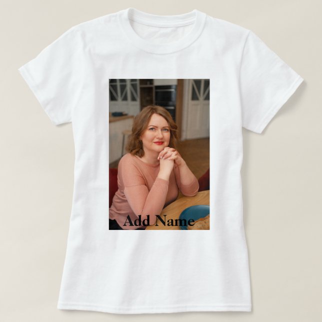 Custom Photo Name Text Personalised make your own T-Shirt (Design Front)