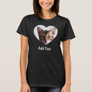 Custom Photo Name Text Personalised Pet Cat  Mum T-Shirt