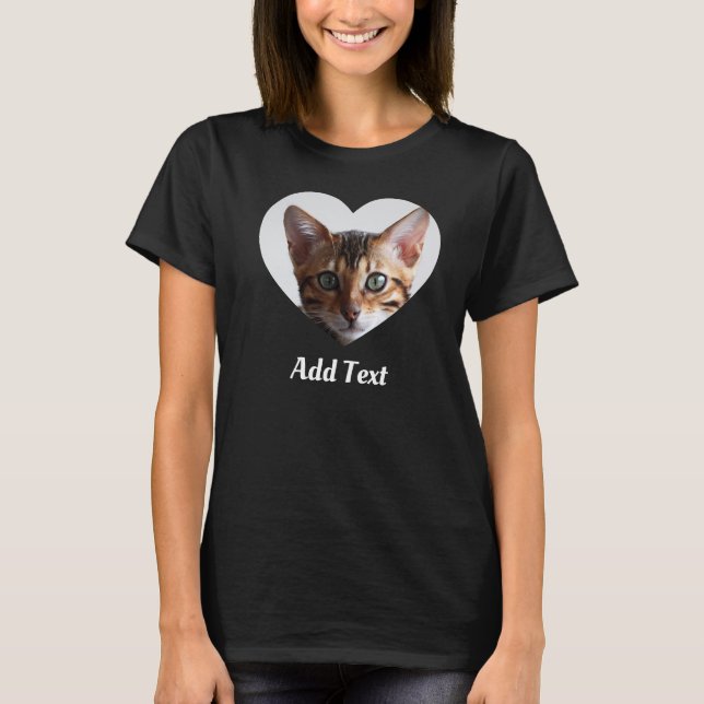 Custom Photo Name Text Personalised Pet Cat  Mum T-Shirt (Front)
